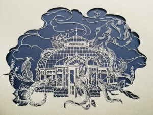 Westmount - artwork by Karen Watanabe - kirigami embroidery