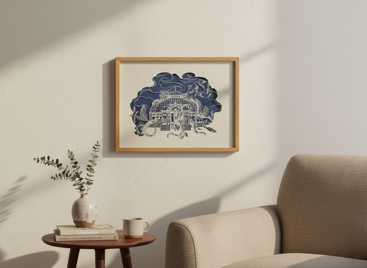 Westmount - artwork by Karen Watanabe - kirigami embroidery